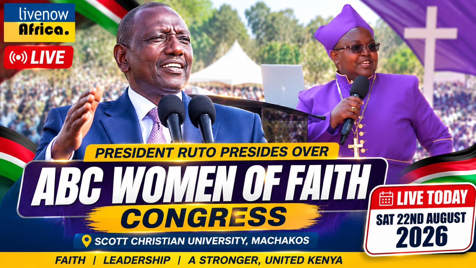 President Ruto Presides Over ABC Women of Faith Congress | LIVE TODAY | Machakos